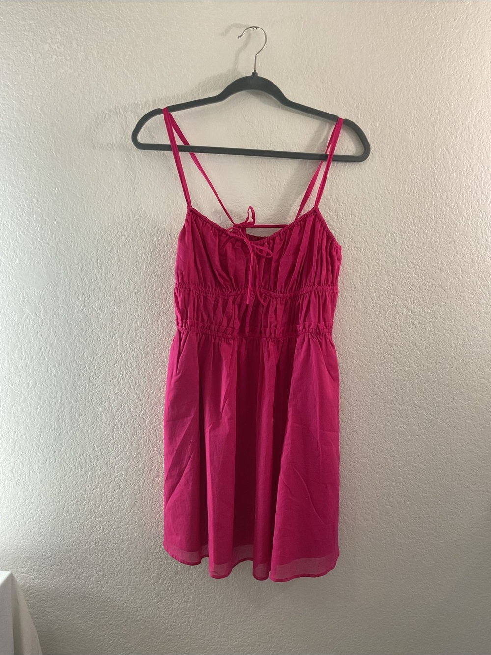 Steve Madden Heather Hot Pink Cranberry Mini Dress Cottage Babydoll Resortwear